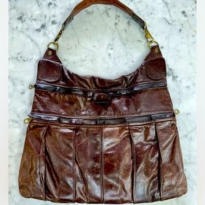 IBW LTD. Handmade in England Supple Brown Leather Bag w/ 3 Zippered Pockets